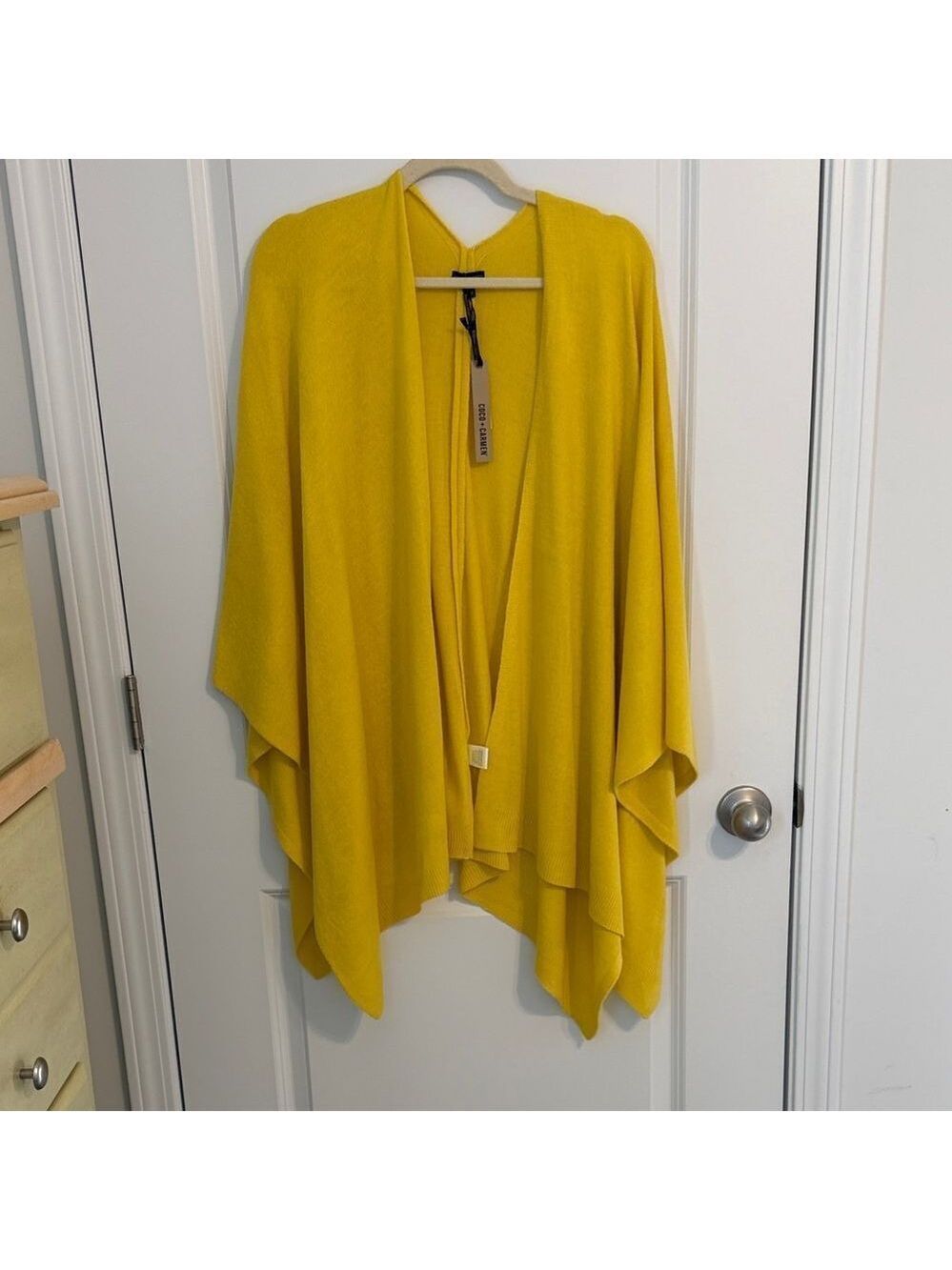 Coco + Carmen Yellow Ruana Wrap Poncho Open Front Cardigan NWT